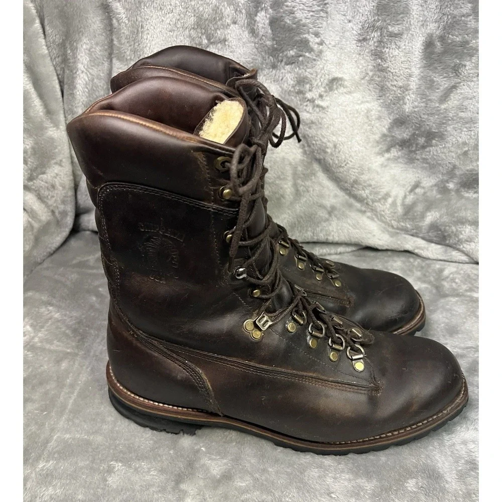 Chippewa Full sheep skin insulation made in USA Leather Soft Toe Size 13 Boots